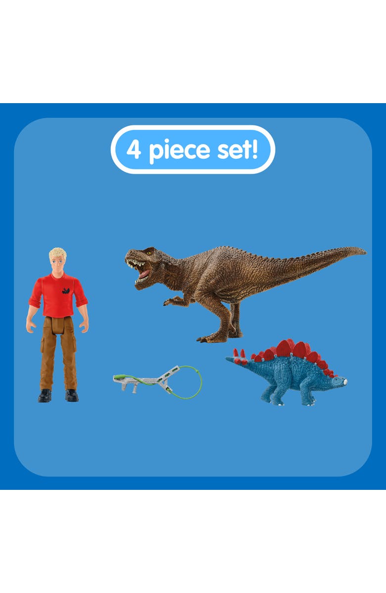 Schleich Dinosaurs Tyrannosaurus Rex Attack, 5 Piece Toy Figure, Kids, Alternate, color, Multicolored