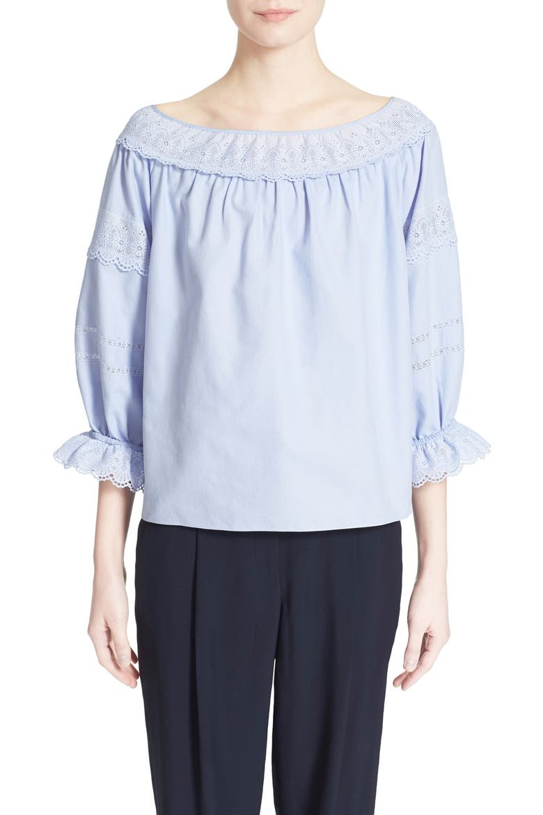 'Rose' Cotton Peasant Top, Main, color, LAVENDER