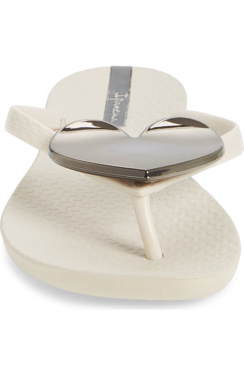 Ipanema Wave Heart Flip Flop, Alternate, color, Beige/ Beige/ Black