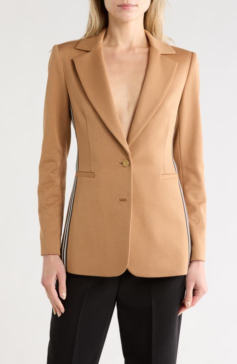Breann Stripe Long Fitted Blazer