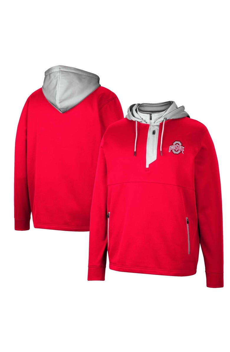 COLOSSEUM Men's Colosseum Scarlet Ohio State Buckeyes Luge 3.0 Quarter-Zip Hoodie, Main, color, Scarlet