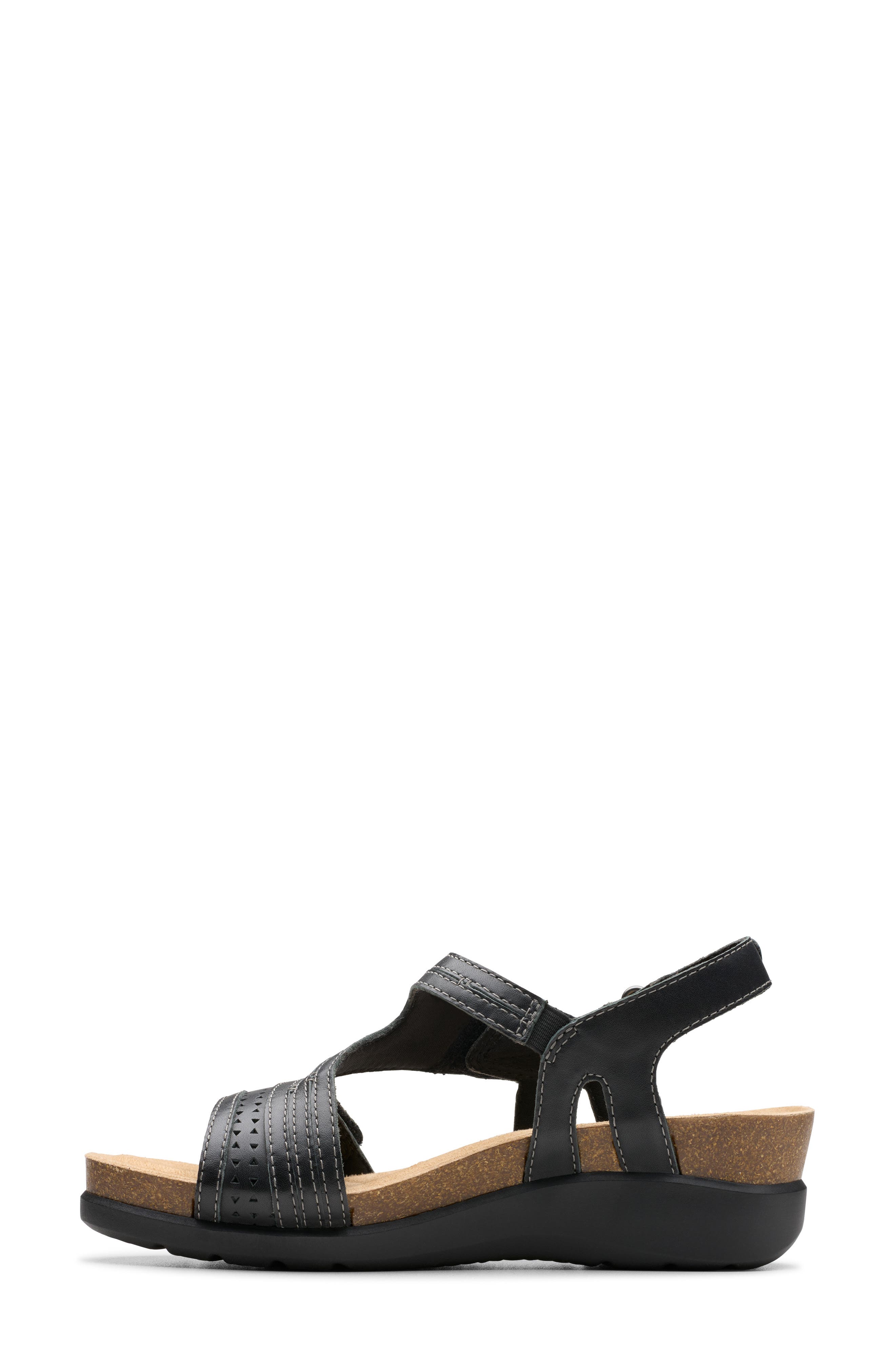Clarks<sup>®</sup> Calenne Carmen Wedge Sandal, Alternate, color, Black Leather
