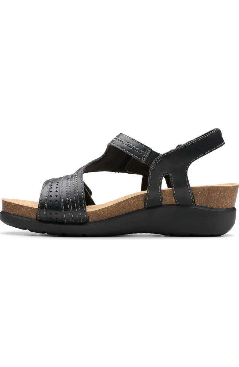 Clarks<sup>®</sup> Calenne Carmen Wedge Sandal, Alternate, color, Black Leather