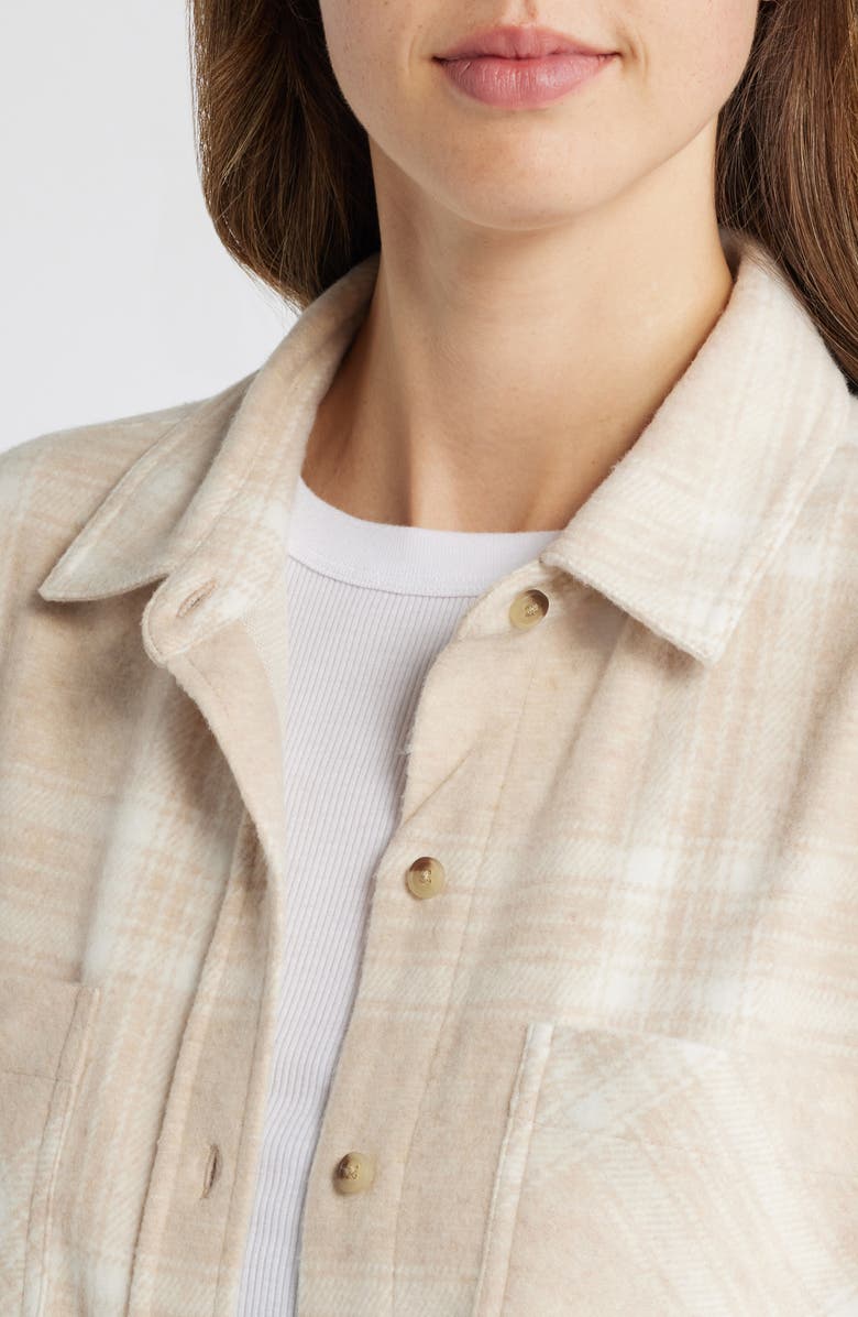 beachlunchlounge Sally Plaid Shacket, Alternate, color, Oatmeal Cream