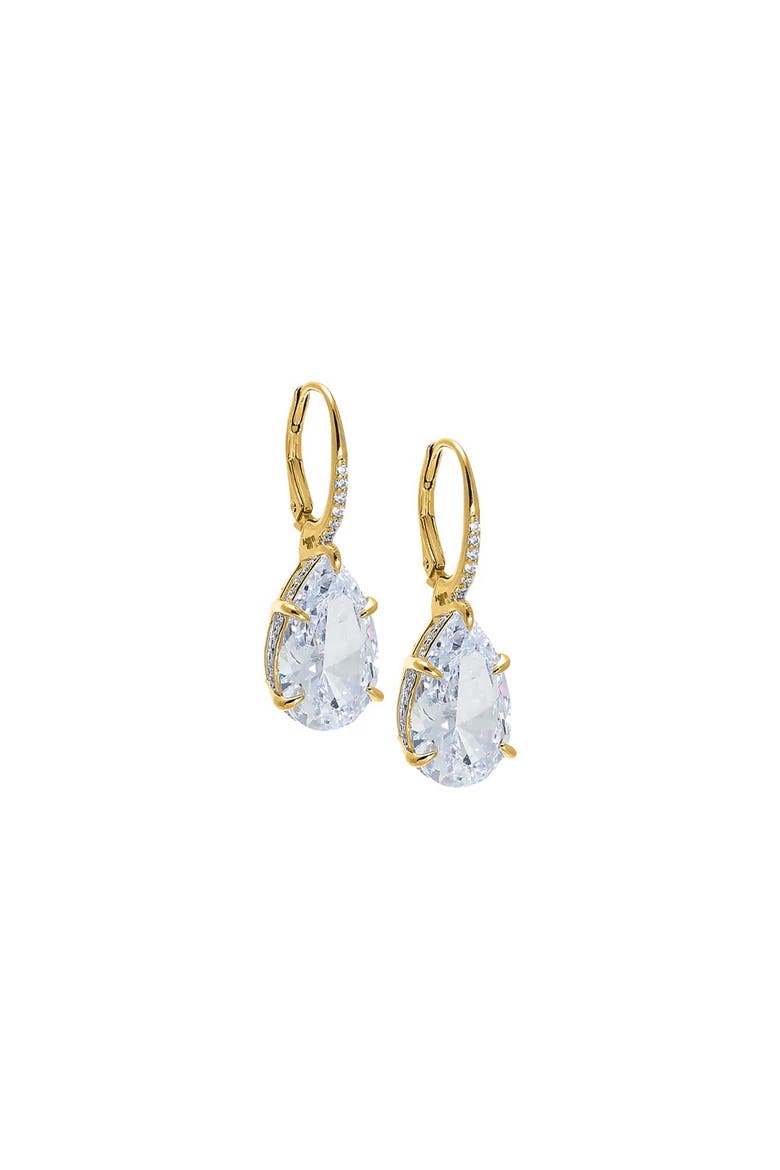 Pear Shape CZ Drop Huggie Earring, Main, color, Gold