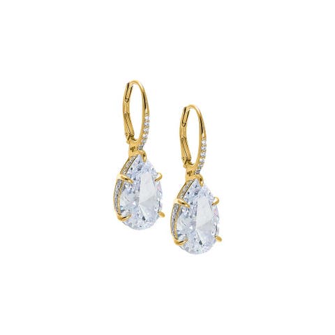 Pear Shape CZ Drop Huggie Earring