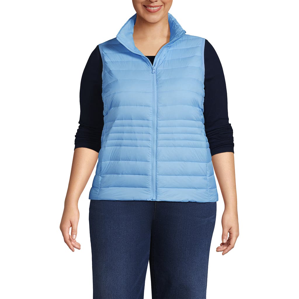 Lands' End Wanderweight Packable Ultralight Down Vest In Bermuda Blue
