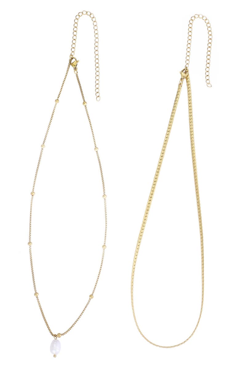 Adornia Set of 2 Assorted Chain Necklaces, Alternate, color, White/ Gold