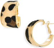 Cara Animal Print Faux Calf Hair Hoop Earrings