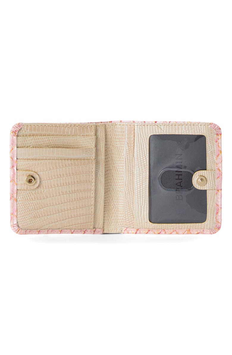 Brahmin Jane Snakeskin Embossed Leather Bifold Wallet, Alternate, color, Pink