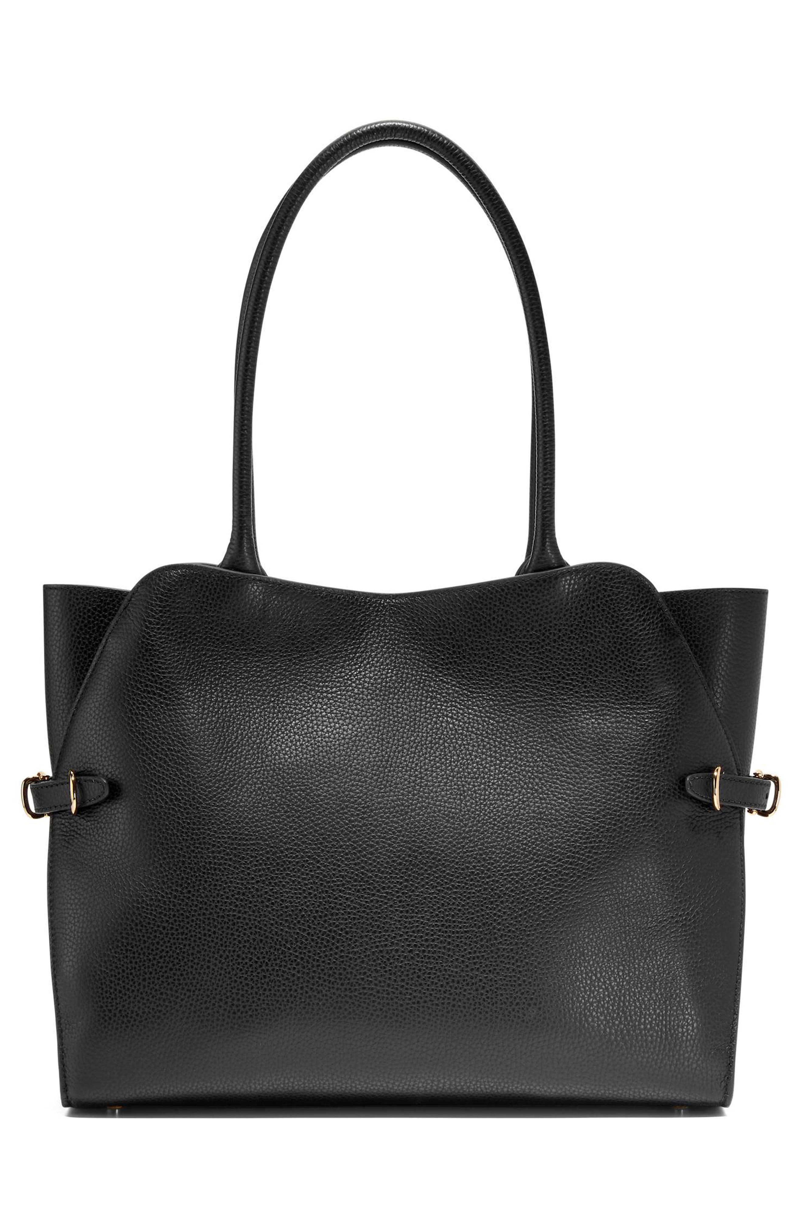 Vivianne Leather Tote, Alternate, color, BLACK
