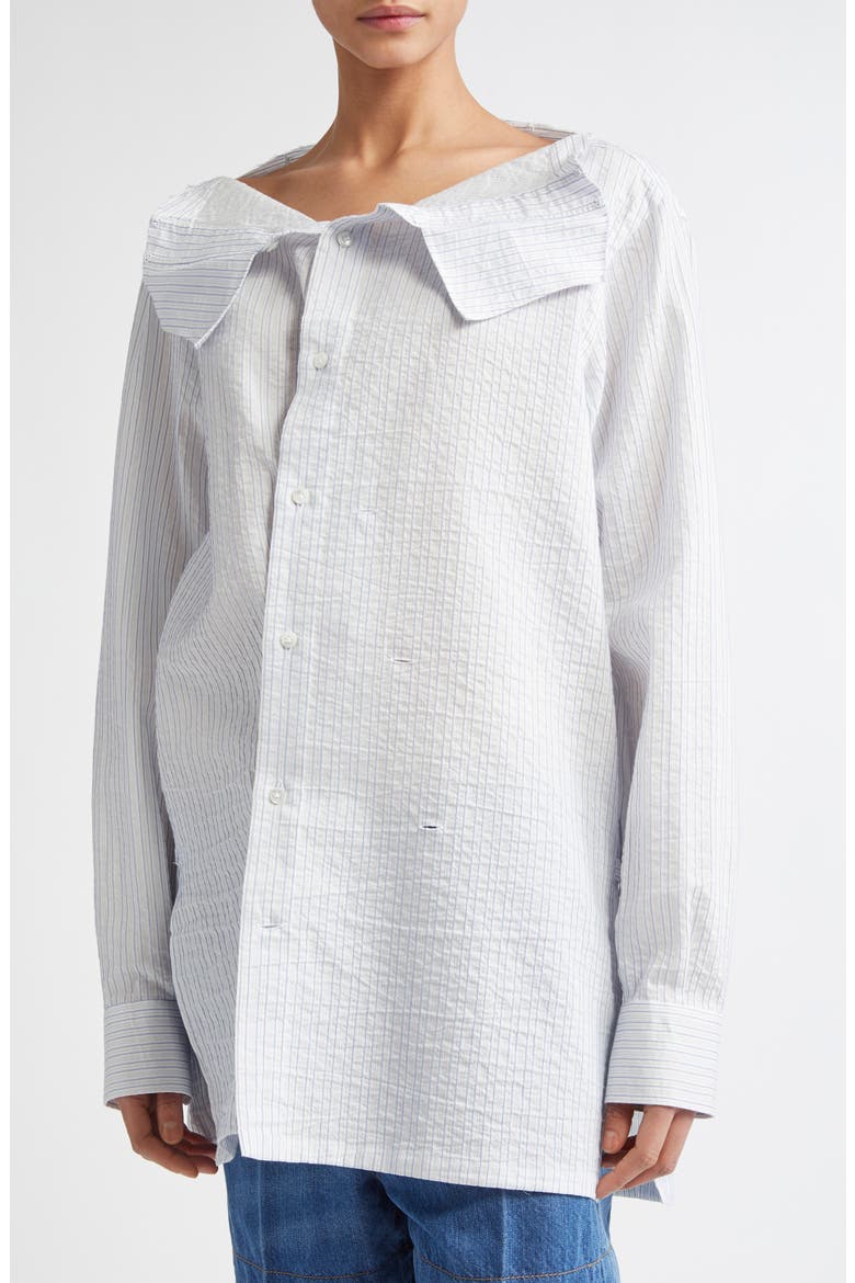 Hook & Eye Stripe Cotton & Linen Button-Up Shirt, Alternate, color, LIGHT BLUE SKYSTRIPE