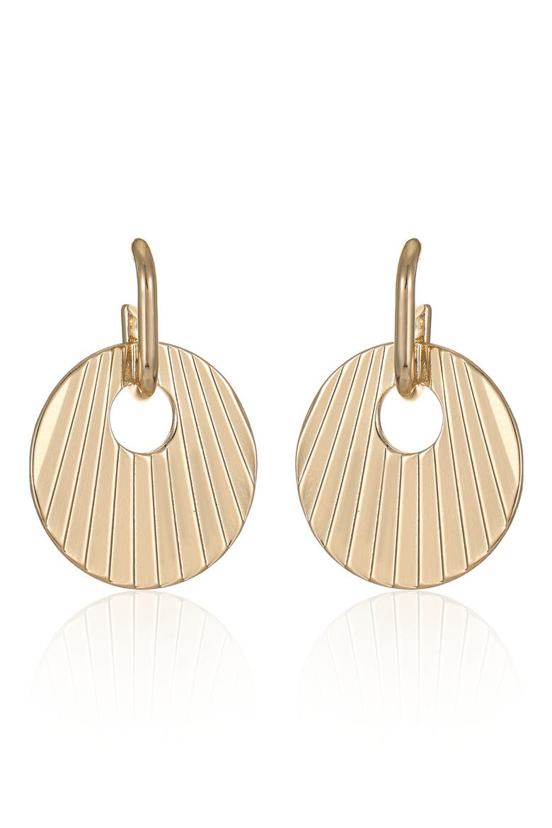 Pleated Circle Drop Earrings, Alternate, color, GOLD