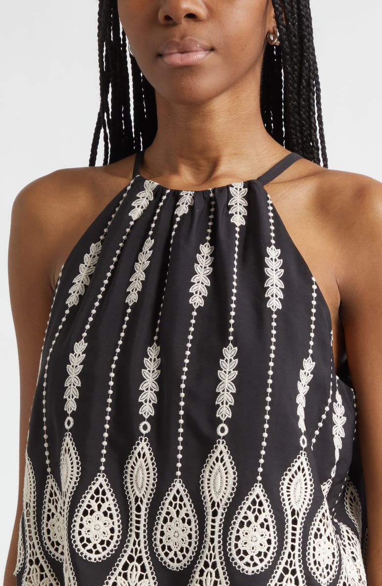 Ramy Brook Selina Embroidered Top, Alternate, color, Black Lace