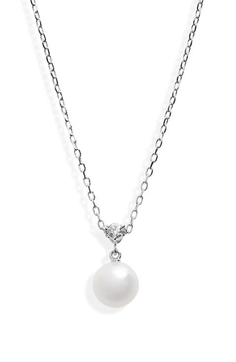 Classic Diamond & Akoya Pearl Pendant Necklace