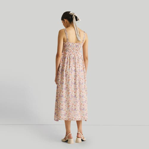 REISTOR REISTOR STRAPPY GATHERED MIDI DRESS REMIXED FLORALS