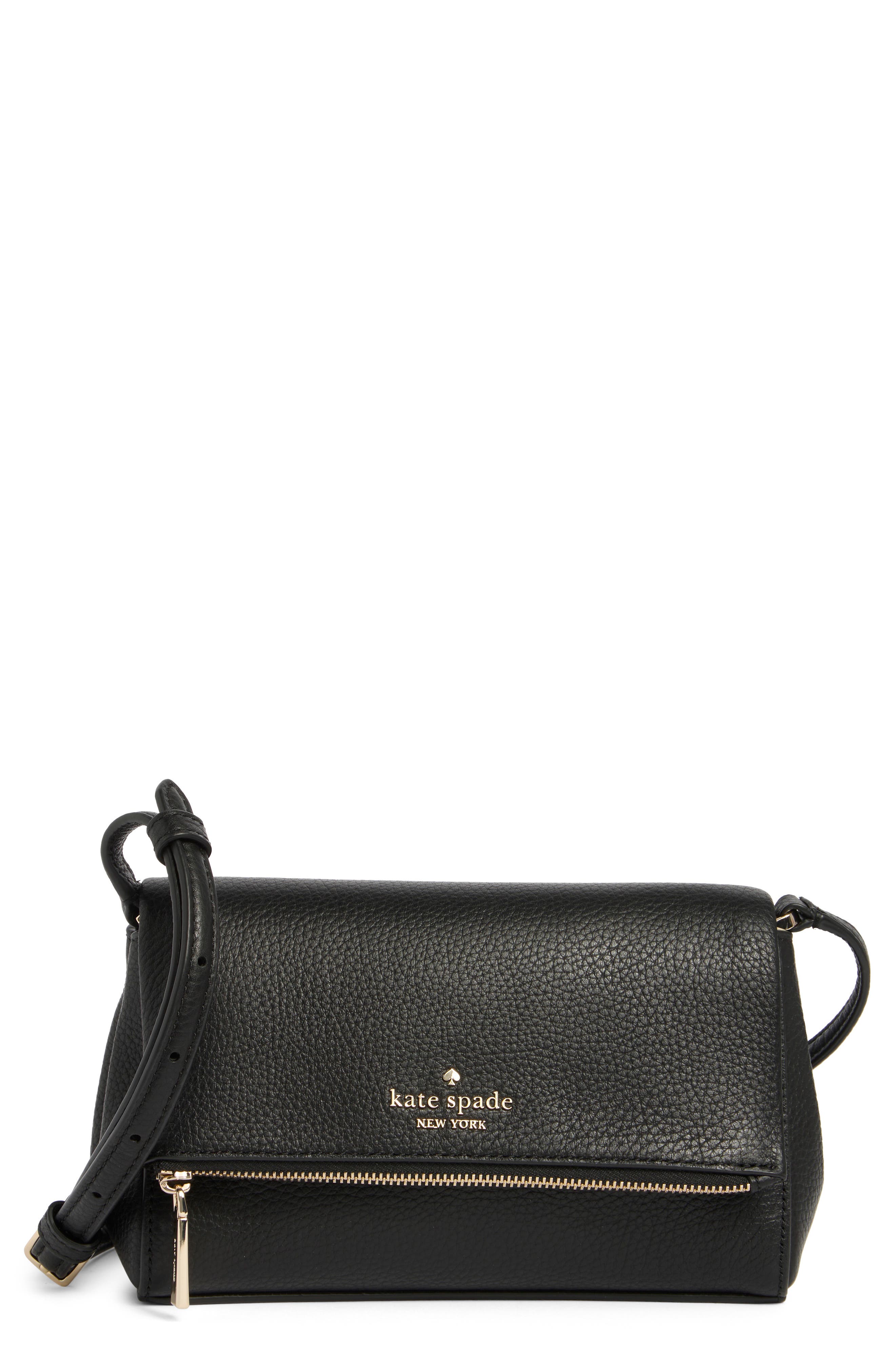 Kate Spade New York leila pebble leather mini flap bag, Main, color, 