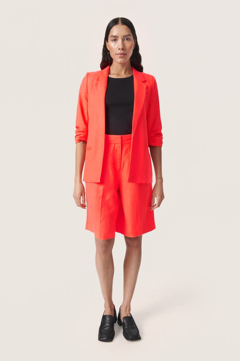 Malia Open Front Notch Lapel Blazer, Alternate, color, Hot Coral