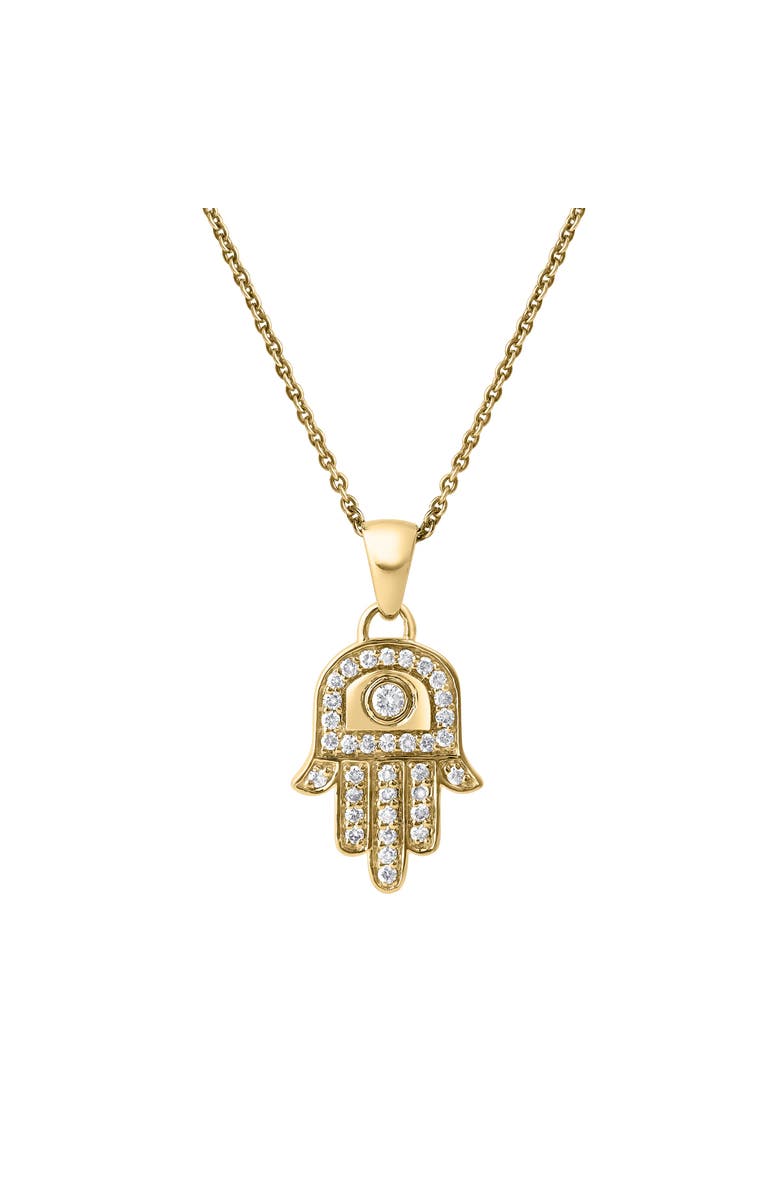 LuvMyJewelry Hamsa Hand 0.3 Ct 14K Gold Diamond Pendant, Main, color, 14K Yellow Gold