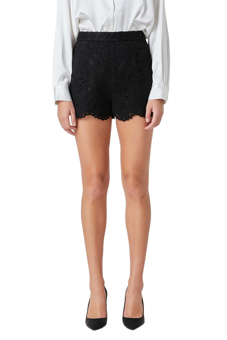 Lace Shorts, Main, color, BLACK