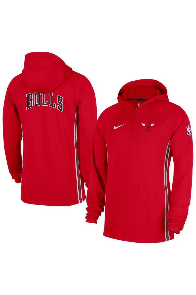 Men's Nike  Red Chicago Bulls Authentic On Court Zone Quarter-Zip Dri-FIT Hoodie Jacket, Main, color, Red