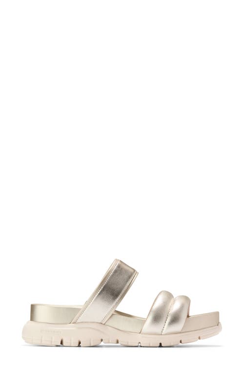 Cole Haan Zerogrand Double Band Slide Sandal In Soft Gold Talca/ivory