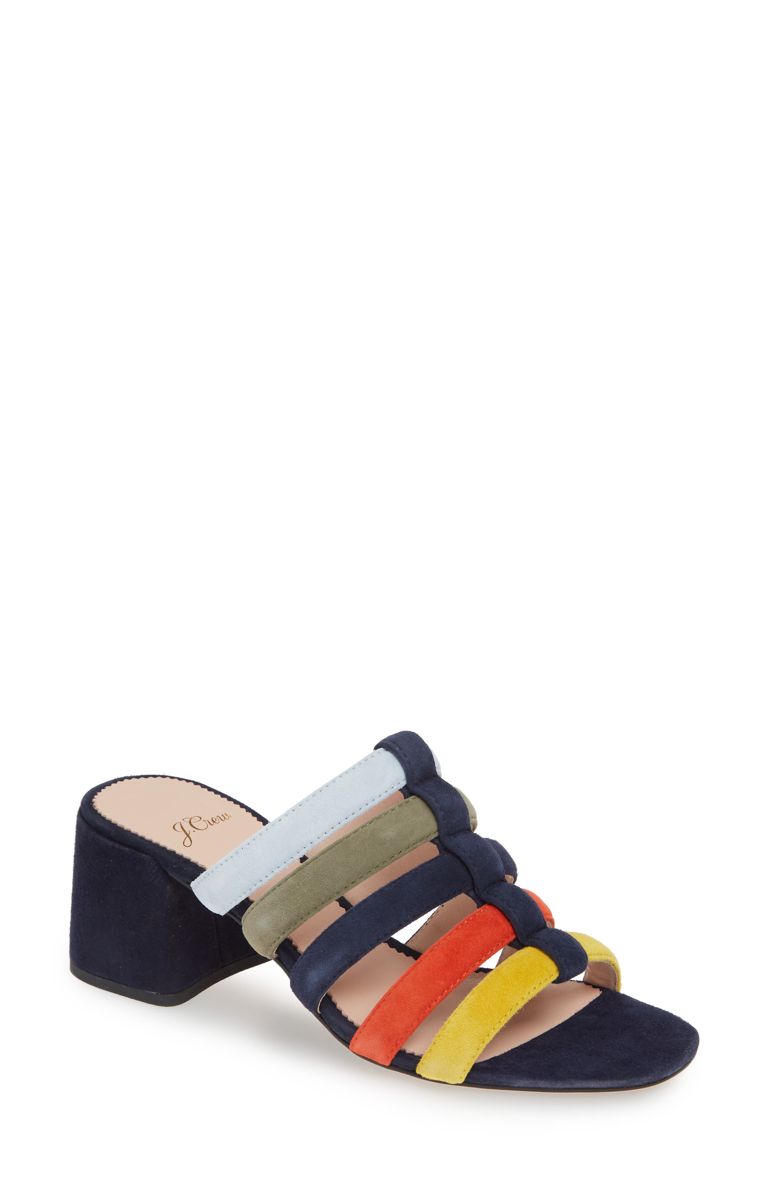 J.Crew Penny Strappy Suede Slide Sandal, Main, color, 
