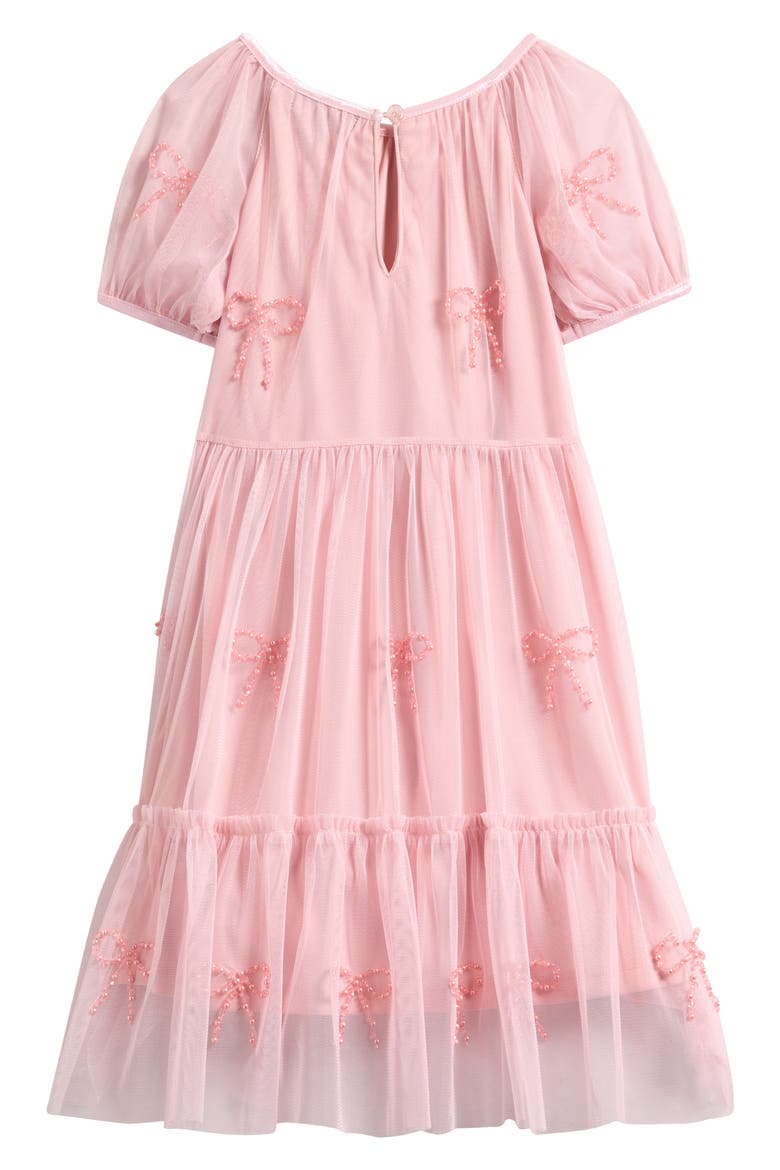 Kids' Bow Mesh Babydoll Party Dress, Alternate, color, BLUSH