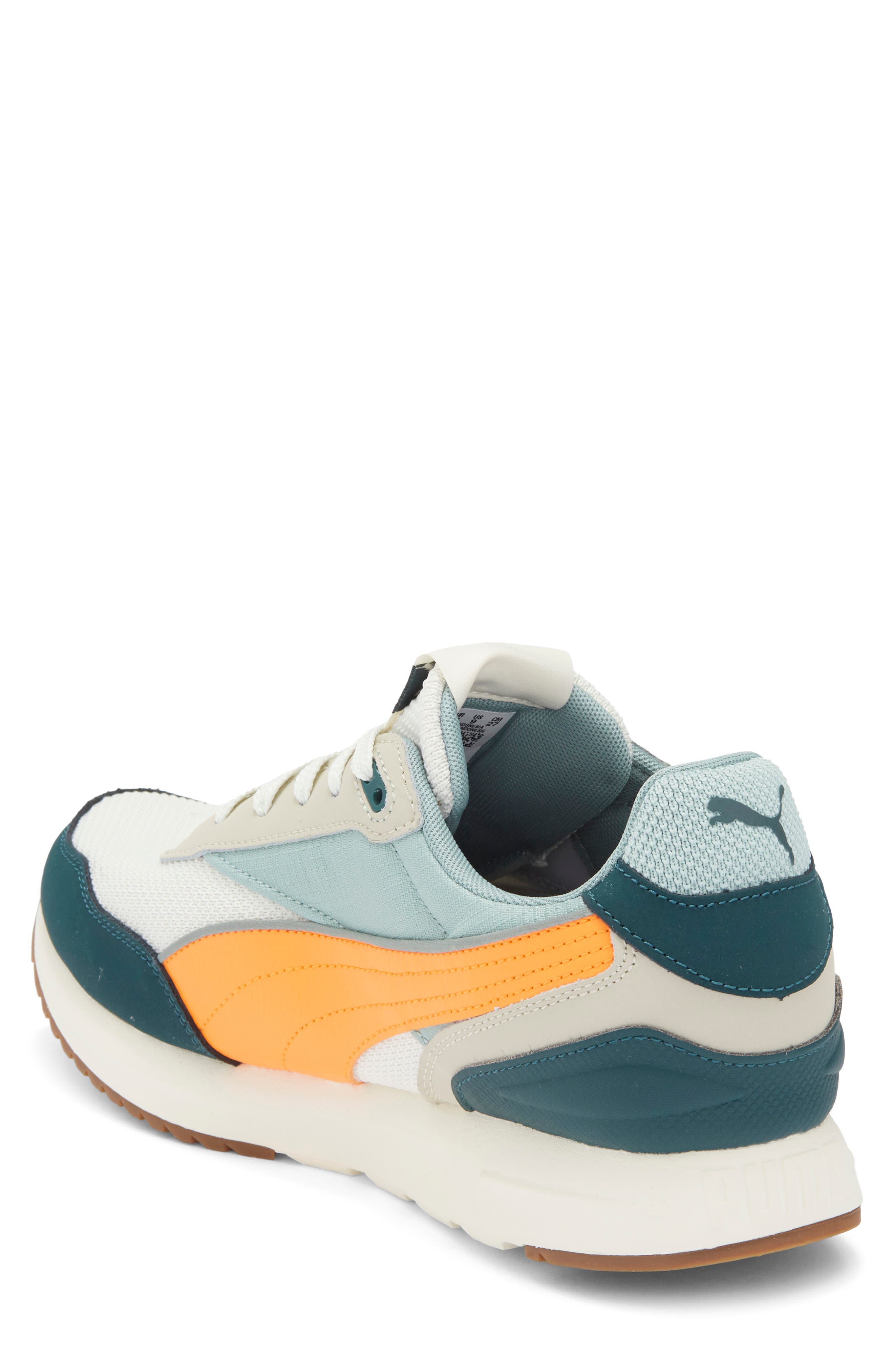 PUMA R78 Gravity Sneaker, Alternate, color, Vapor Gray/ Orange Glo/ Moss