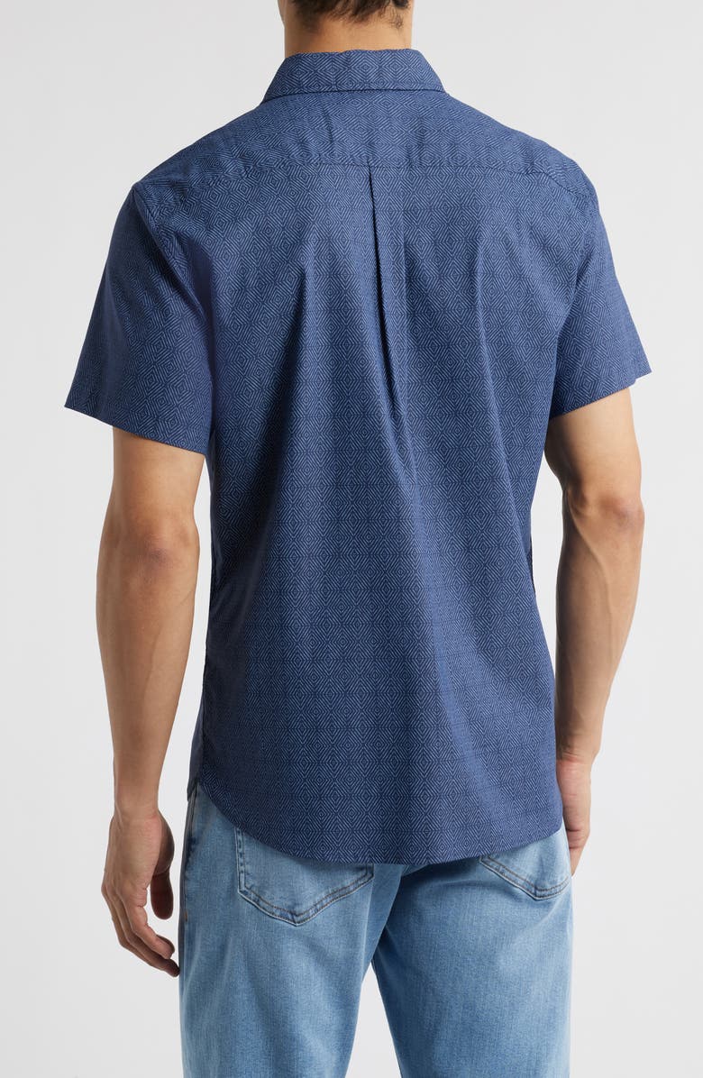 Fair Harbor Windward Performance Short Sleeve Button-Up Shirt, Alternate, color, Navy Shibori (402)