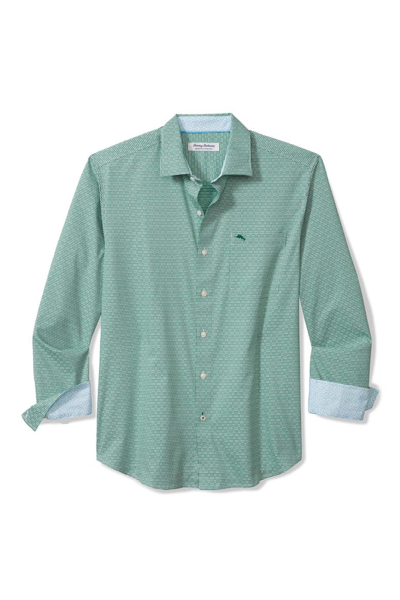 Sarasota Stretch Ventura IslandZone® Stripe Button-Up Shirt, Main, color, ARUBA