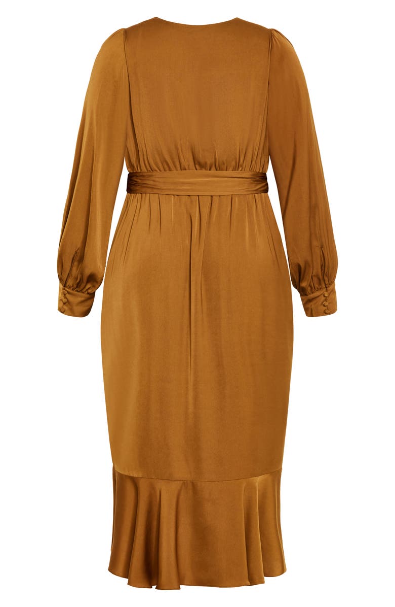 City Chic Ophelia Long Sleeve Faux Wrap Maxi Dress, Alternate, color, 