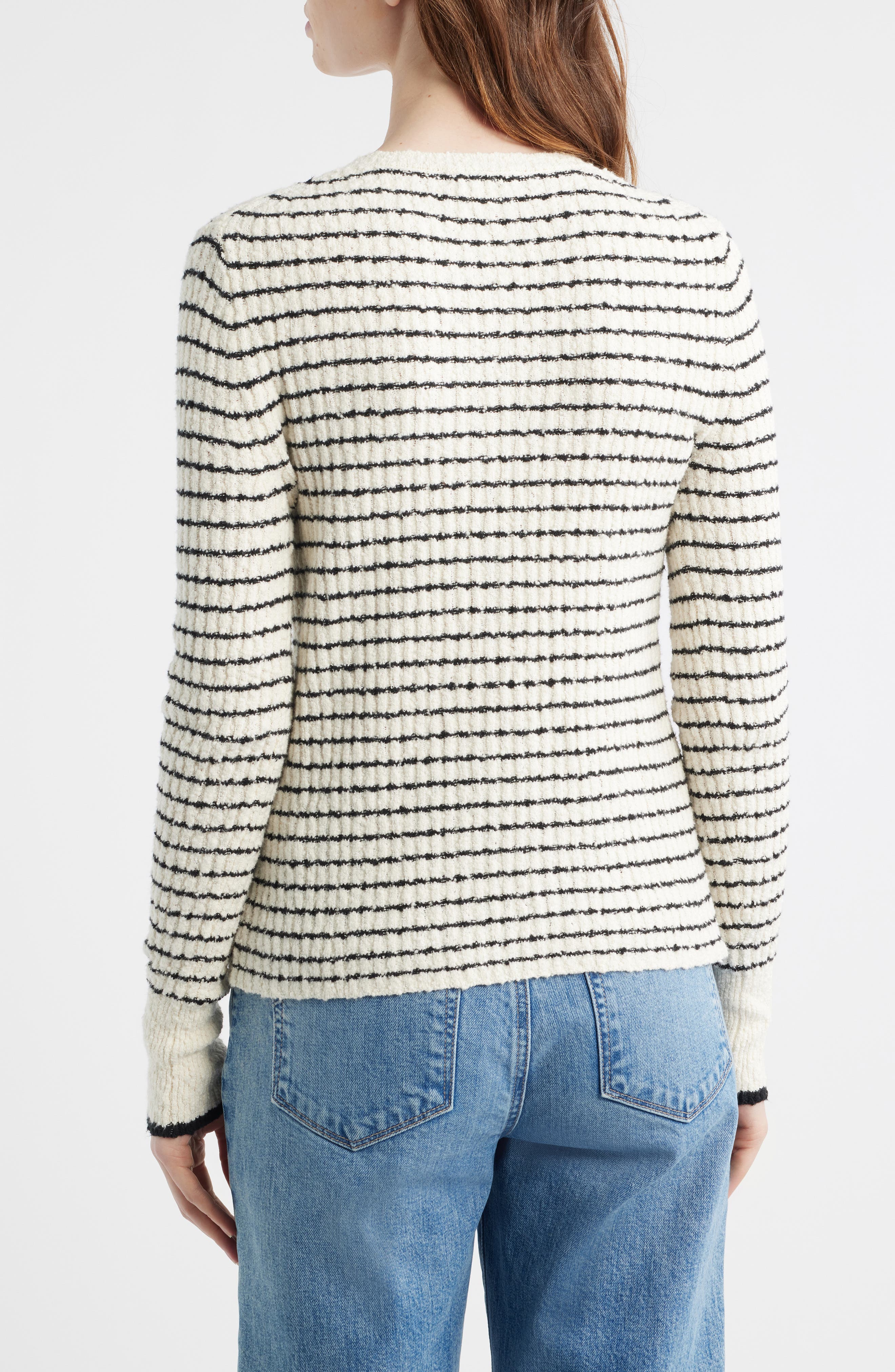 Striped Boucle Knit Cardigan - image 2