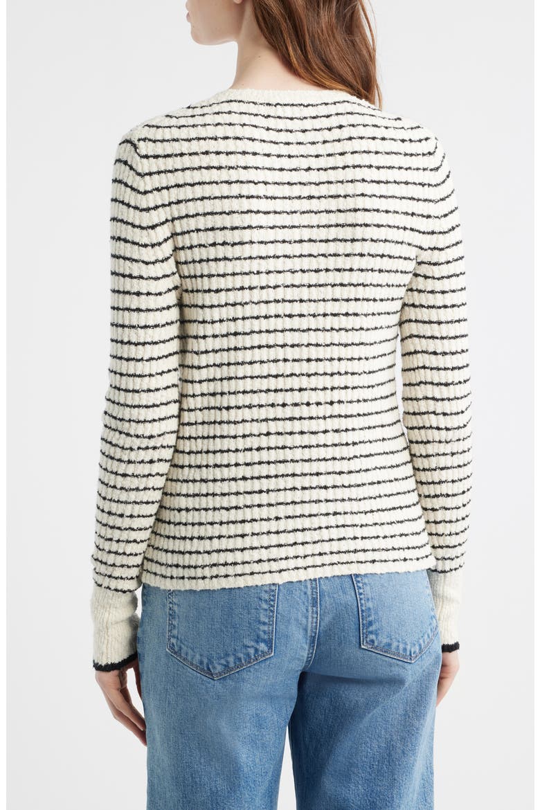Striped Boucle Knit Cardigan, Alternate, color, IVORY AND BLACK STRIPE