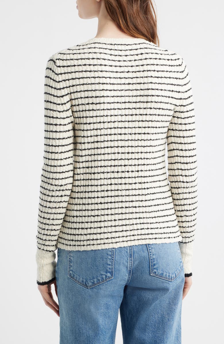 Madewell Striped Bouclé Knit Cardigan, Alternate, color, Ivory And Black Stripe