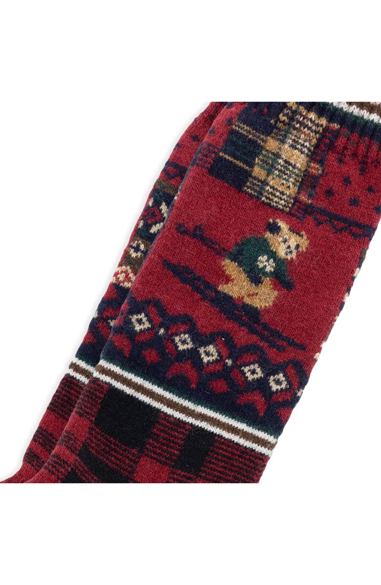 Polo Ralph Lauren Holiday Patchwork Boot Socks, Alternate, color, Red