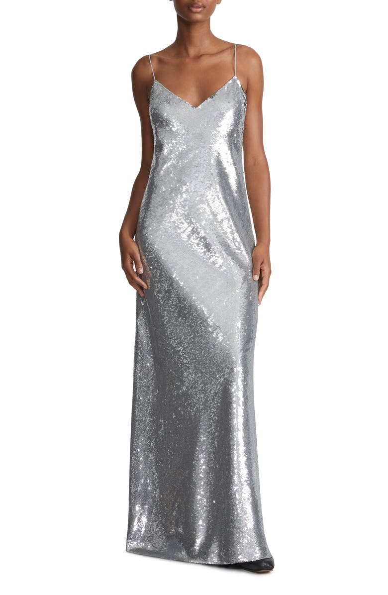 Lafayette 148 New York Eva Bias Cut Sequin Cocktail Slipdress, Main, color, 