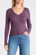 Madewell Long Sleeve V-Neck Rib Top
