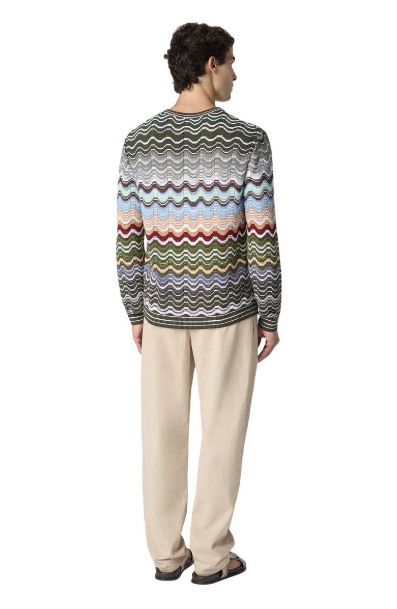 Missoni Crew-neck Cotton And Viscose Chevron Pullover With Greek Motif, Alternate, color, Multicoloured