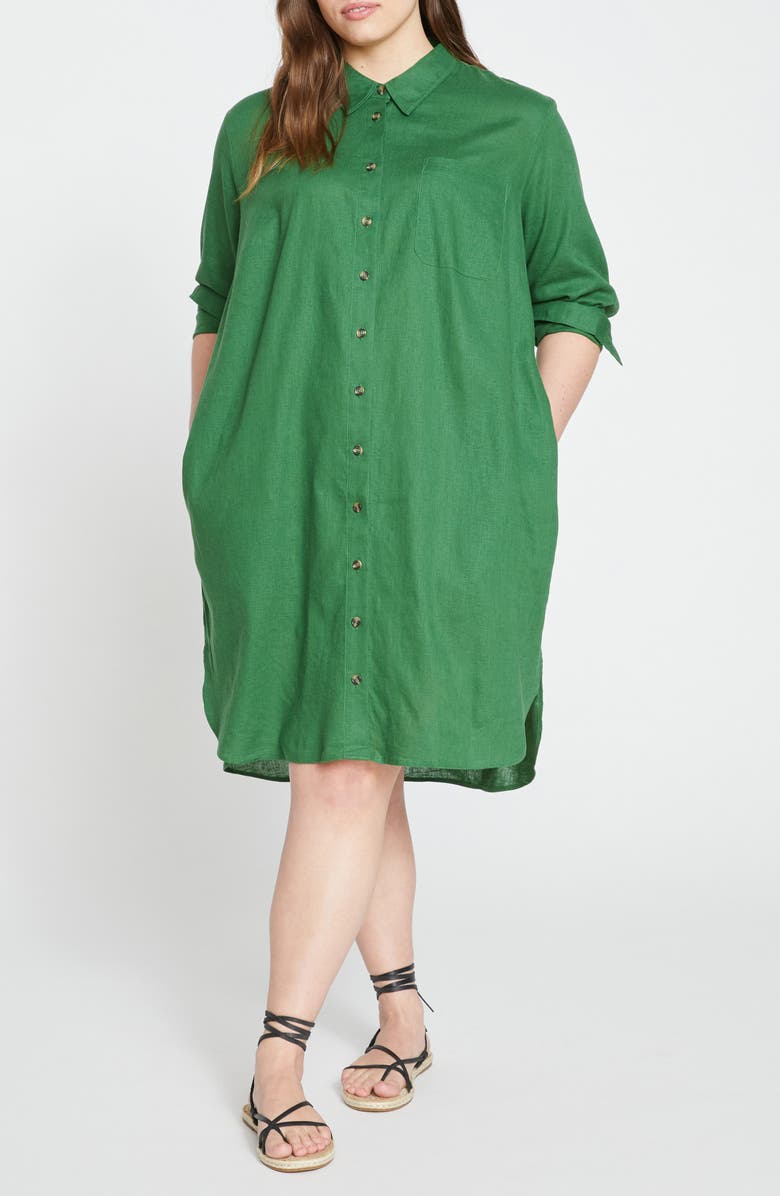 Universal Standard Seaside Long Sleeve Linen Blend Shirtdress, Main, color, Jardin