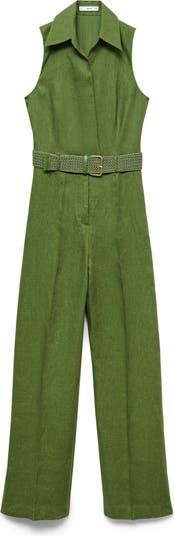 Belted Linen Jumpsuit
