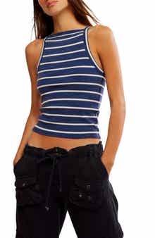 Mia RIb Stripe Crop Tank