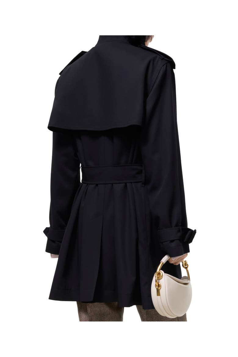 Short Wool Trench Coat, Alternate, color, Navy