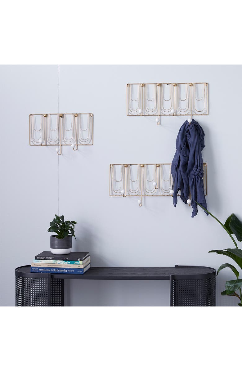 VIVIAN LUNE HOME Goldtone Iron Glam Wall Hook - Set of 3, Alternate, color,