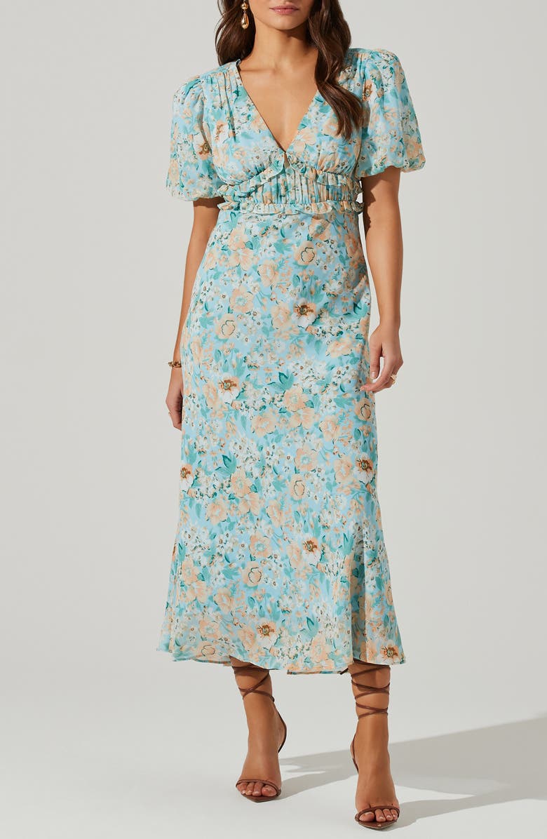 ASTR the Label Esperanza Floral Back Cutout Midi Dress, Main, color,