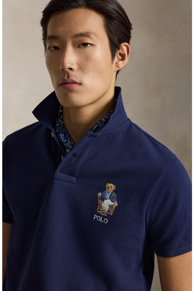 Polo Bear Slim Fit Cotton Mesh Polo, Alternate, color, NEWPORT BEAR- NEWPORT NAVY