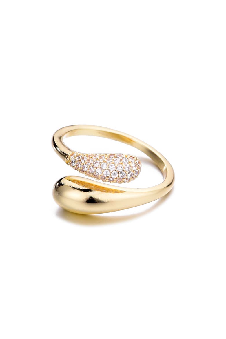 Pavé CZ Bypass Curved Band Ring, Main, color, GOLD