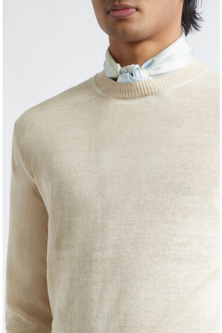 Flax & Cotton Crewneck Sweater, Alternate, color, ECRU