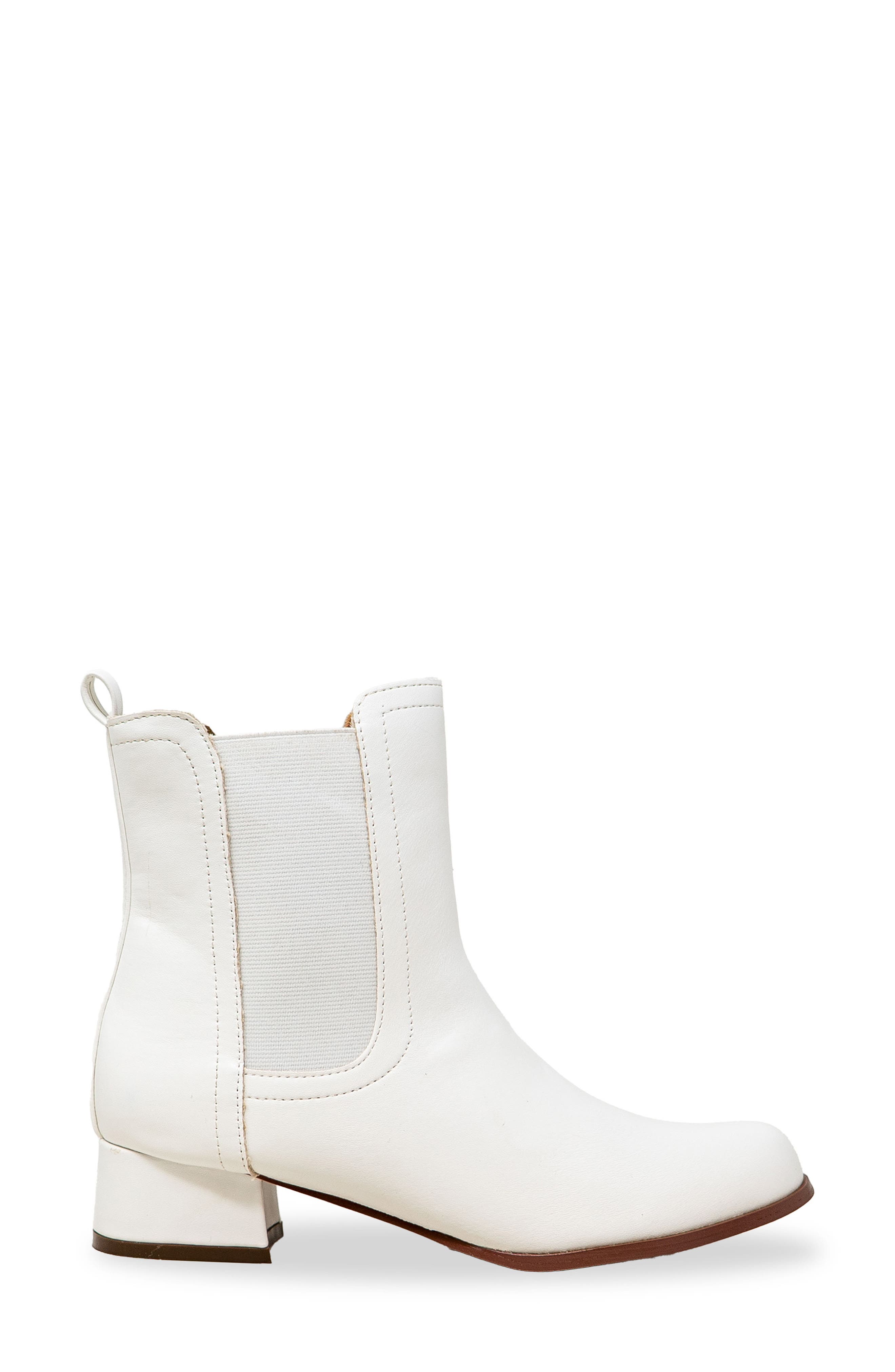 CHASE AND CHLOE Short Chelsea Boot, Alternate, color, White Pu