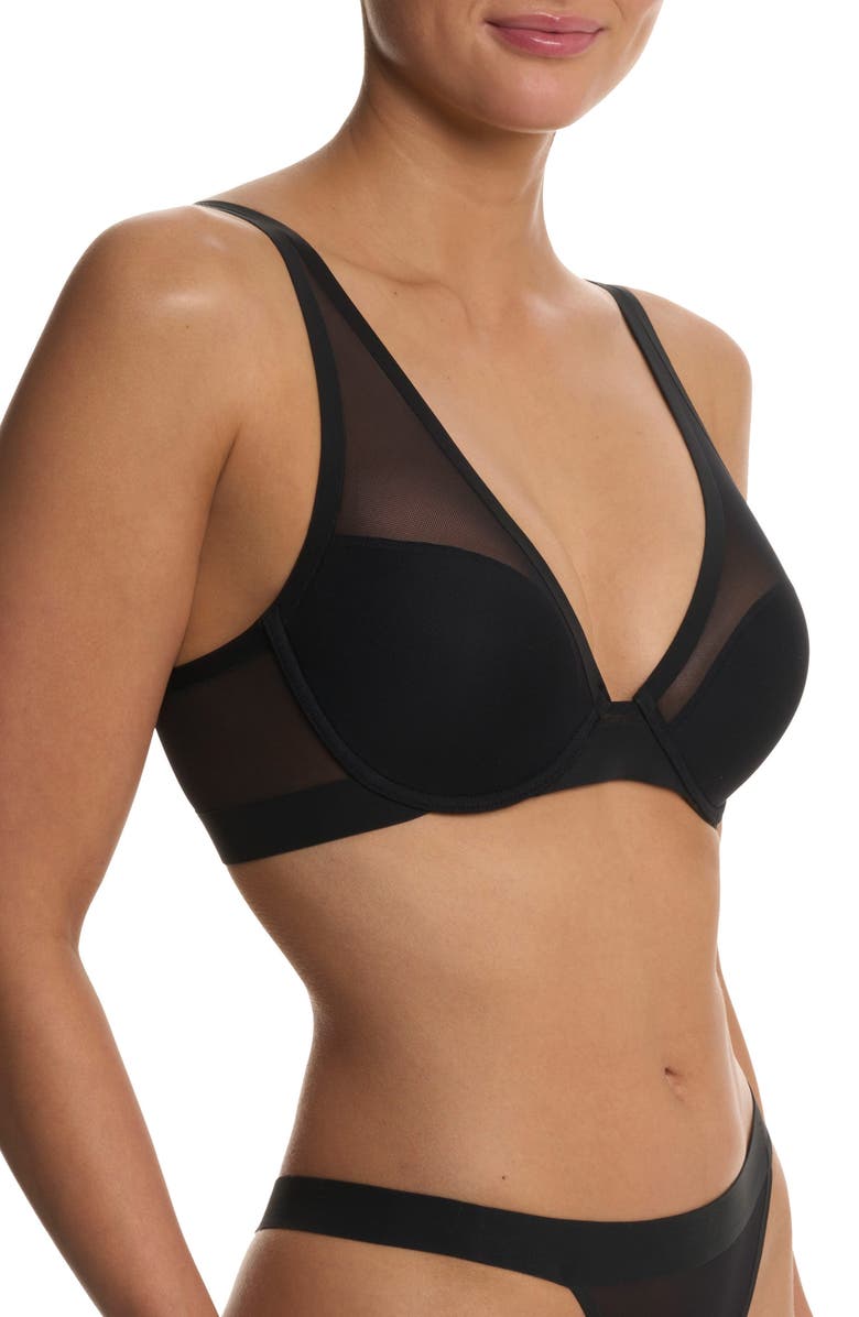 Natori True Zen Plunge T-Shirt Bra, Alternate, color, Black
